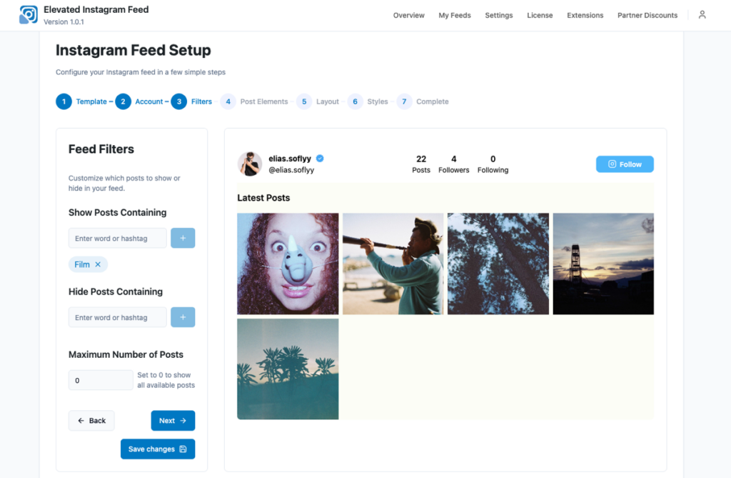 Show Posts Containing field displaying active whitelisted hashtags